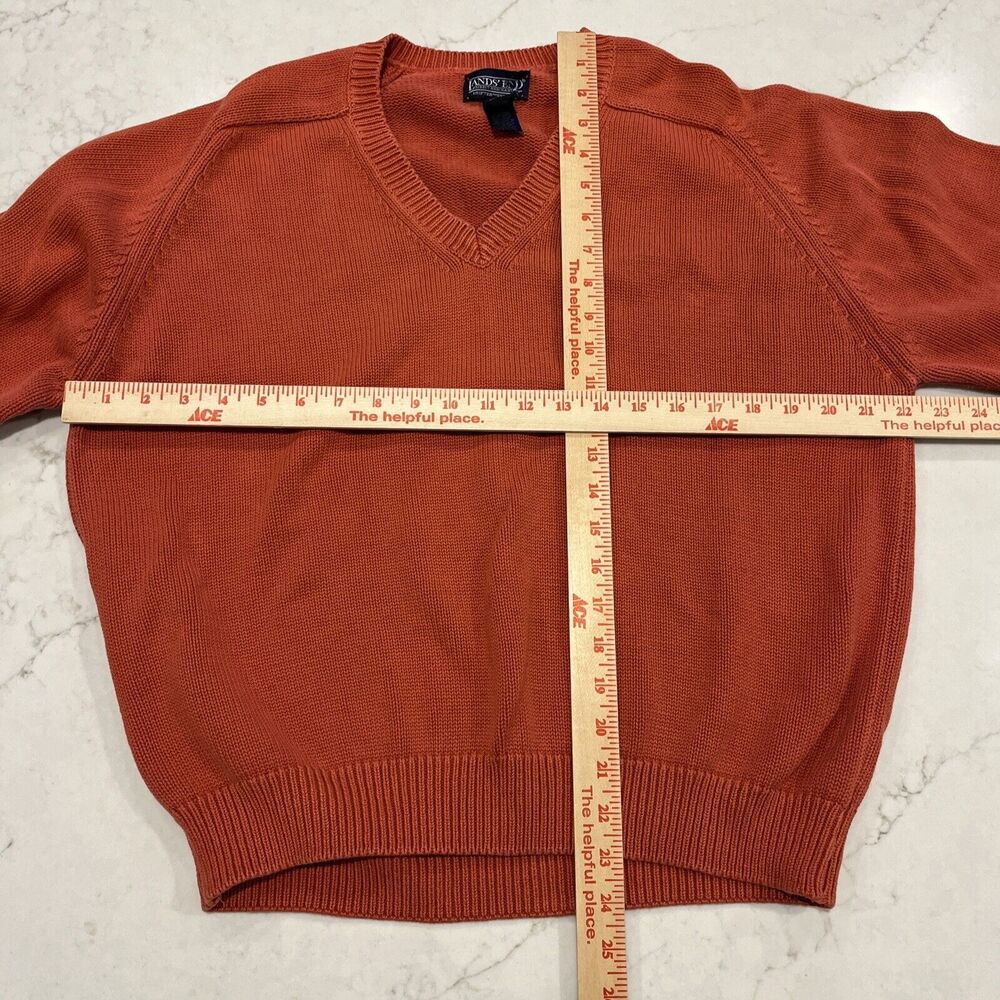 Lands End Sweater Womens Large Salmon Orange Cotton Long Sleeve Pullover V Neck - Picture 6 of 8